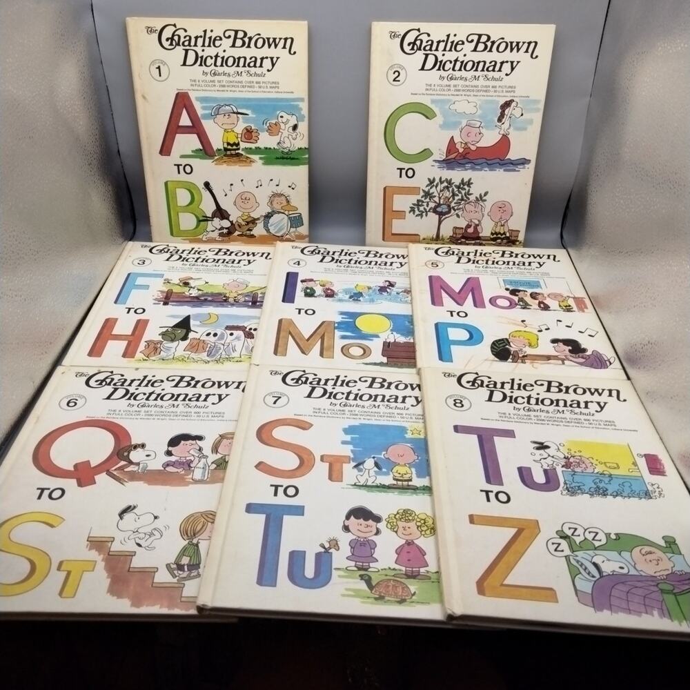 Vintage 1973 CHARLIE BROWN DICTIONARY Complete Set 1-8 Hardcover